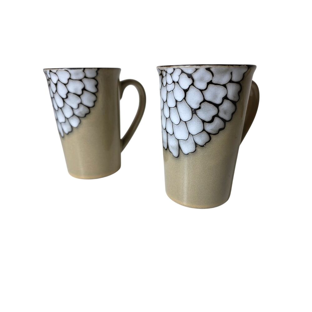 TABLETOPS GALLERY Zinnia Tan Stoneware Tall Coffee Mugs Set of 2
